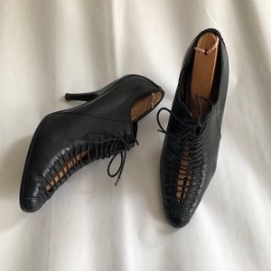 Vintage 90s YSL laced stiletto ankle pumps